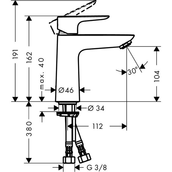 Bateria umywalkowa Hansgrohe Talis E stojąca chrom (71712000) 3159889 4011097770741