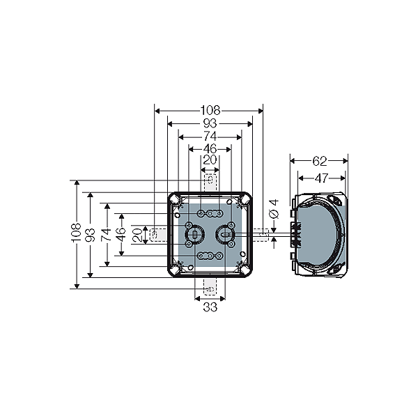Hensel Puszka odgałęźna 93x93x62mm czarna IP67 - KF 0200 B 3167064 4012591121701