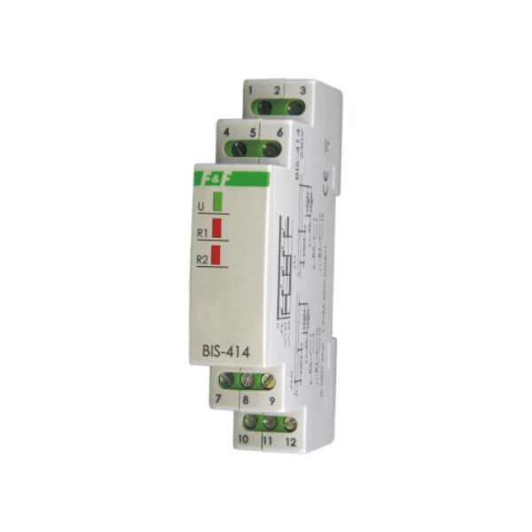 F&F Przekaźnik bistabilny BIS-414i sekwencyjny na szynę DIN 1-funk230V lub 24V AC/DC, I=2x16A InRush 160A/20ms styk 2x1P zaciski śrubowe 1 moduł 3167365 5908312598442