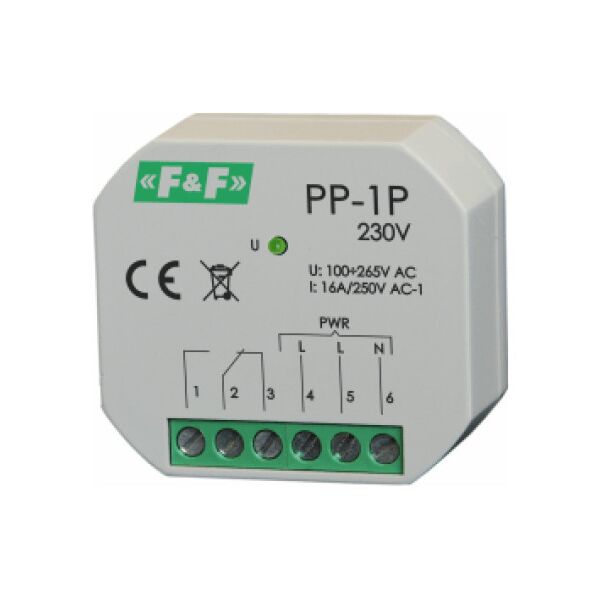 F&F Przekaźnik elektromagnetyczny 1P 16A P/T - PP-1P 230V 3167403 5908312598510