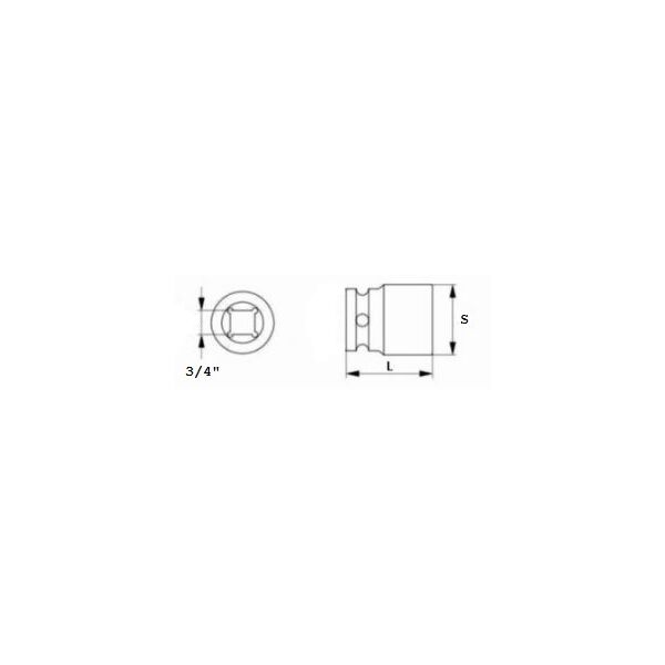 Jonnesway Nasadka udarowa 6-kątna 3/4" 33mm (S03A6133) 3173043 4719152147414