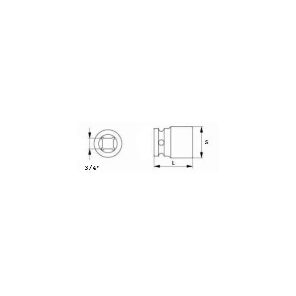 Jonnesway Nasadka udarowa 6-kątna 3/4" 27mm długa (S03AD6127) 3173100 4719152103694