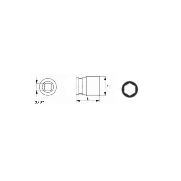 Jonnesway Nasadka 6-kątna 3/8" 14mm długa (S04HD3114) 3173381 4719152143522