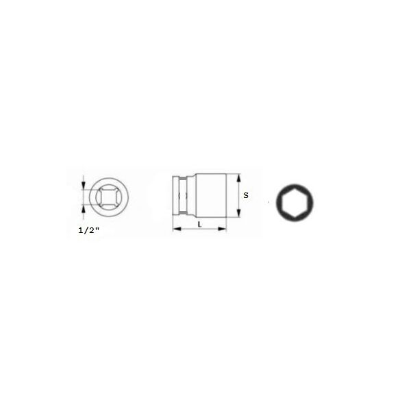 Jonnesway Nasadka 6-kątna 1/2" 25mm długa (S04HD4125) 3173402 4719152181258
