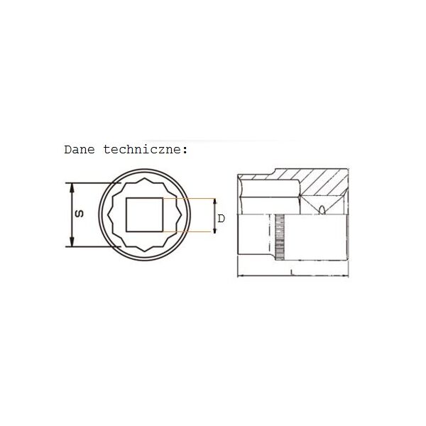 Jonnesway Nasadka 12-kątna 1/2" 9mm długa (S04HD4709) 3173757 4719152188981