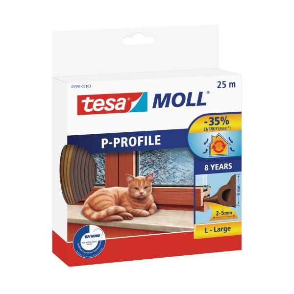 Tesa Uszczelka gumowa 9mm profil P brązowa 25m (0539103) 3182713 4042448904539