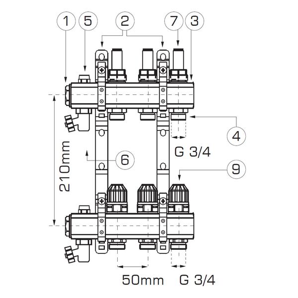 Ferro Rozdzielacz typ RZP1” 10-drogowy (RZP10S) 3190437 5901095680151