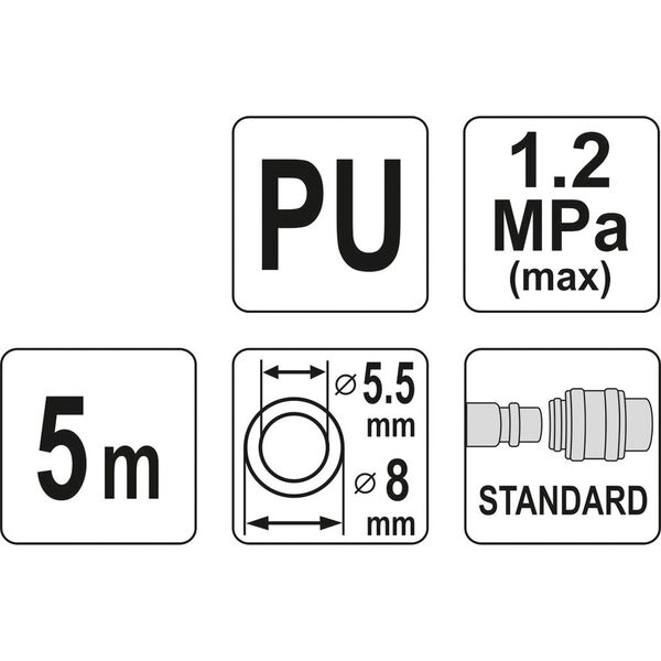 Yato Wąż pneumatyczny spiralny 5,5mm 5m (YT-24201) 3191534 5906083242014