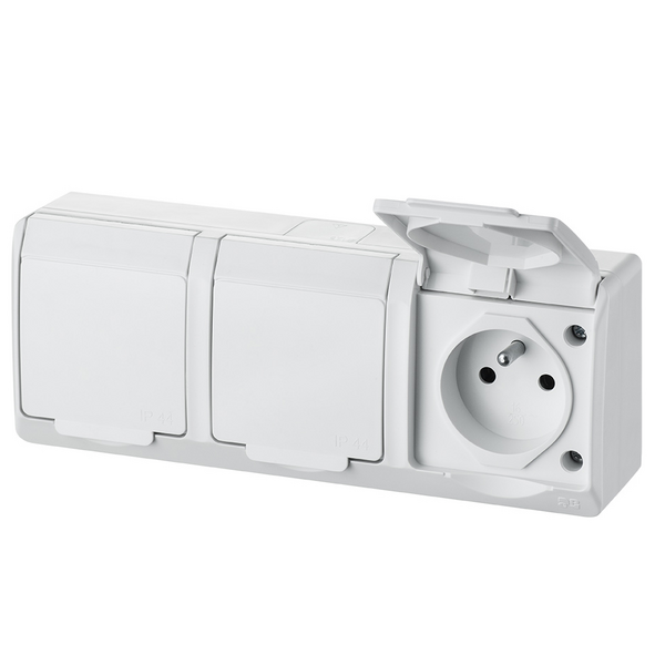 Elektro-Plast Gniazdo natynkowe GNT Hermes 3x2P + Z z klapką białe (0323-02) 3221548 5901130483921