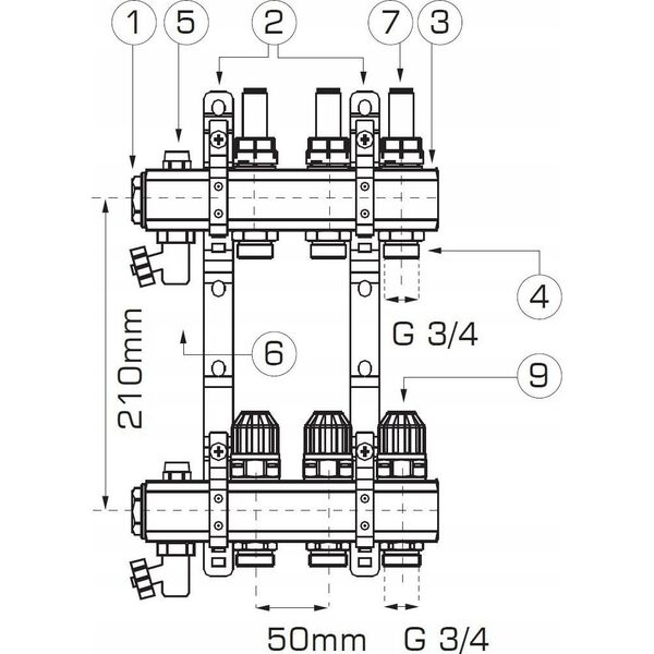 Ferro RODZIELACZ 12-DROG Z ZAW.TERMOSTAT I PRZEPŁYW. FERRO // TG.F.ROZ.RZP12S 3239559 5902194933025