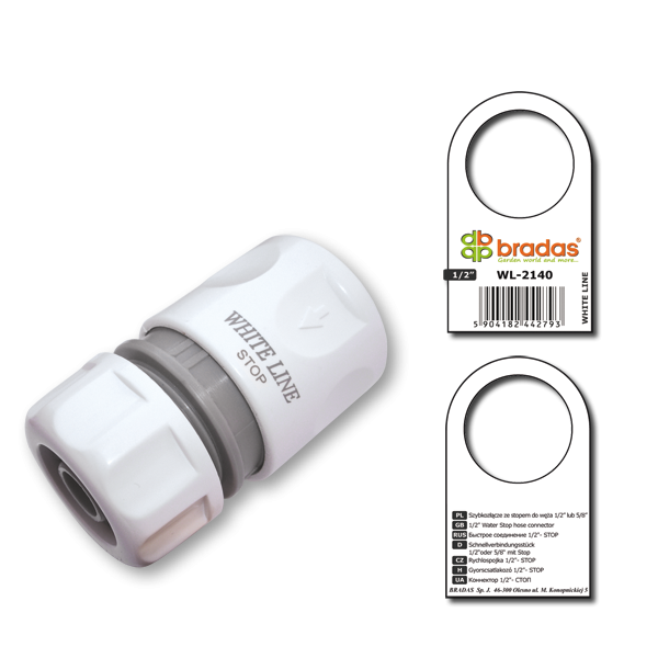 Bradas Szybkozłącze do węża ogrodowego Stop White 1/2" (WL-2140) 3295695 5904182442793