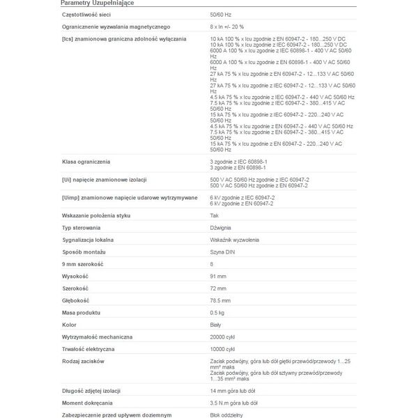 Schneider Electric Wyłącznik nadprądowy 4P 63A charakterystyka C (A9F04463) 3311991 3606480440878
