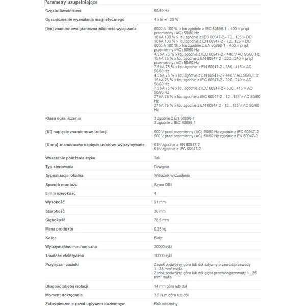 Schneider Electric Wyłącznik nadprądowy 2P 32A charakterystyka B (A9F03232) 3311996 3606480439841