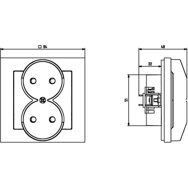 Ospel Gniazdo Sonata podwójne czarny metalik (GP-2R/33) 3313699 5907577446871