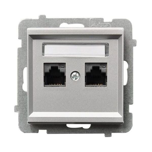 Ospel Gniazdo komputerowe Sonata podwójne 2xRJ45 5e srebrny mat (GPK-2R/K/m/38) 3314162 5907577447564