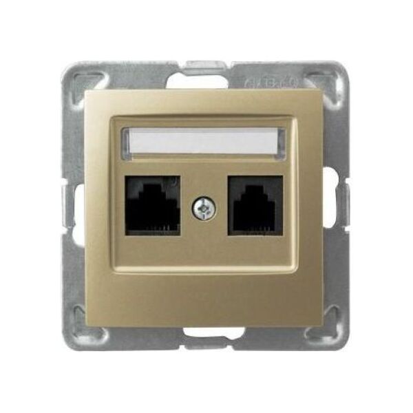 Ospel Gniazdo komputerowe Impresja podwójne RJ45 5e złoty metalik (GPK-2Y/K/m/28) 3314209 5907577440497