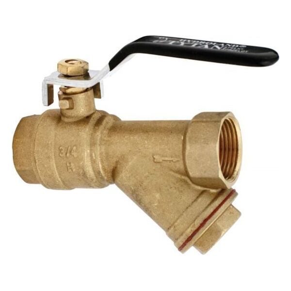 Hydroland Zawór kulowy Tytan z filtrem skośnym i dławikiem nakrętno-nakrętnym 3/4" (ZKWF-PP-20) 3323615 5900308734339