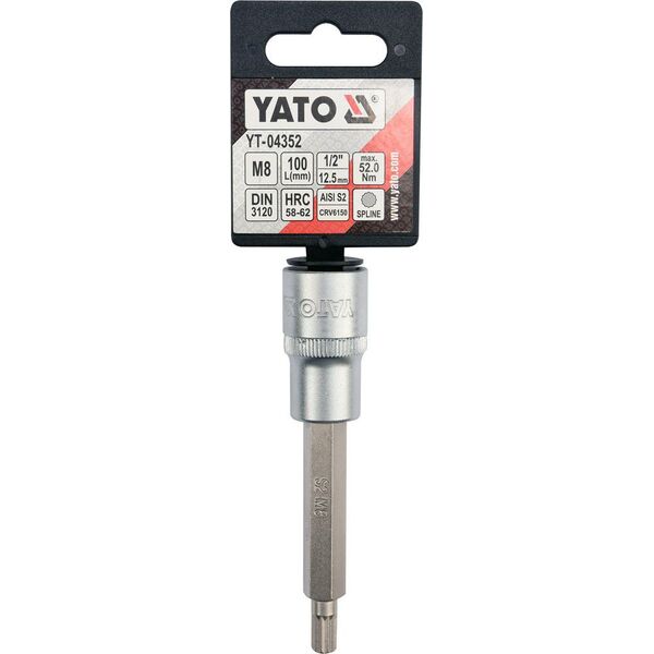 Yato Nasadka trzpieniowa Spline 1/2" M8 x 100mm długa (YT-04352) 3324045 5906083043529