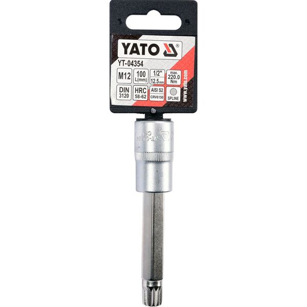 Yato Nasadka trzpieniowa Spline 1/2" M12 x 100mm długa (YT-04354) 3324047 5906083043543