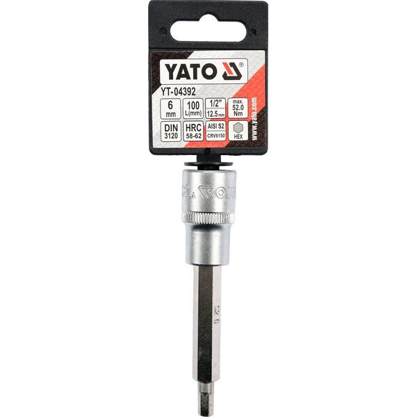 Yato Nasadka trzpieniowa imbusowa hex 1/2" H6 x 100mm długa (YT-04392) 3324056 5906083043925