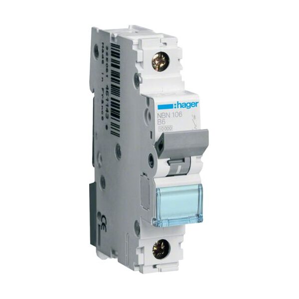 Hager Wyłącznik nadprądowy 1P B 6A 10kA AC (NBN106) 3338678 3250614613692