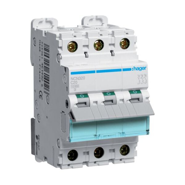 Hager Wyłącznik nadprądowy 3P C 20A 10kA AC (NCN320) 3338681 3250614614934