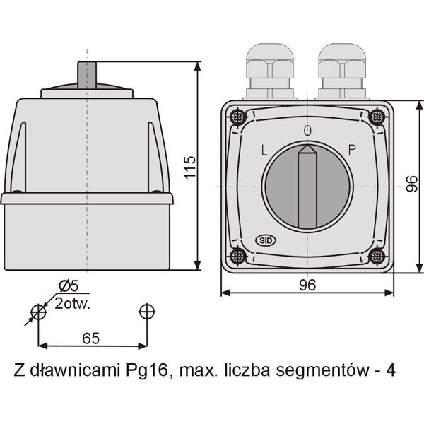 Elektromet Łącznik krzywkowy L-0-P 3P 16A IP44 Łuk E16-43 w obudowie (951642) 3370305 5906197480432