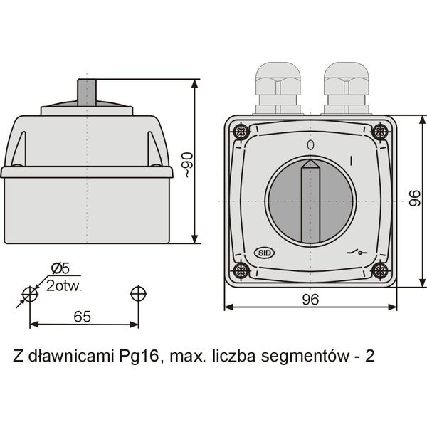 Elektromet Łącznik krzywkowy 0-1 3P 25A IP44 Łuk E25-13 w obudowie (952511) 3370306 5906197480517
