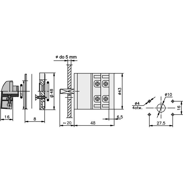 Elektromet Łącznik krzywkowy 0-1-2-3 3P 12A IP65 z płytką Łuk E12-62 (921262) 3370350 5906197480067
