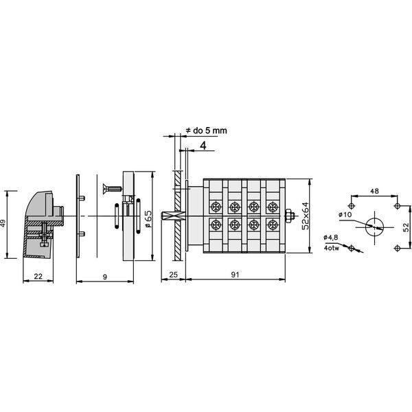 Elektromet Łącznik krzywkowy gwiazda-trójkąt 3P 40A IP65 z płytką (924011) 3370417 5906197480906