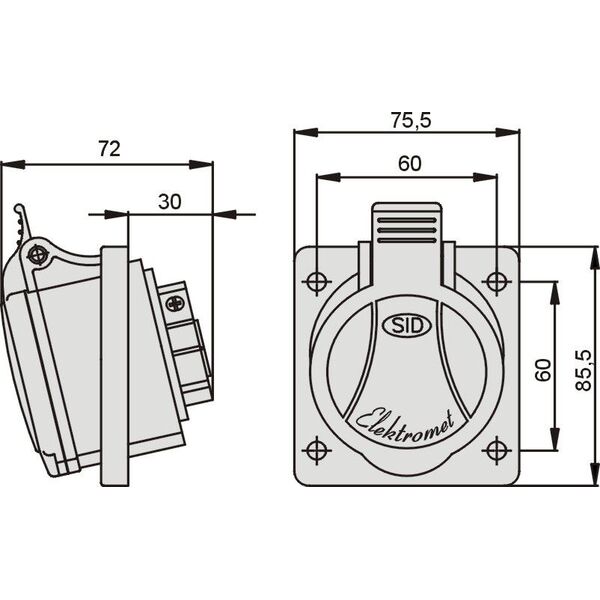 Elektromet Gniazdo tablicowe skośne czerwone 5P 16A 400V (921820) 3370437 5906197486830