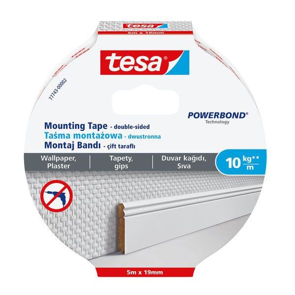 Tesa Taśma montażowa do tapet i tynku 19mm x 5m (H7774302) 3386174 4042448353689