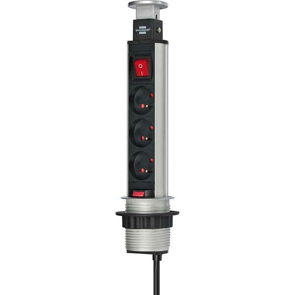 Brennenstuhl Przedłużacz biurkowy Tower-Power 3 gniazda z wyłącznikiem 2m (1396201003) 3388056 3281852010035