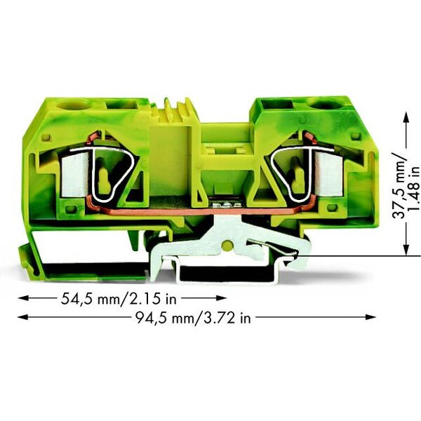 Wago Złączka szynowa PE 2-przewodowa 16mm2 żółto-zielona (283-907) 3390772 4045454084561
