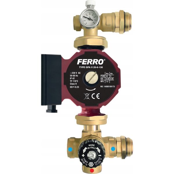 Ferro GM60GPA GRUPA MIESZAJĄCA DO ROZDZIELACZA 1" Z POMPĄ ELEKTROOICZNĄ 25-6 130 // TG.ROZ.GRUPA.MIESZ-60 3398246 5901095691454
