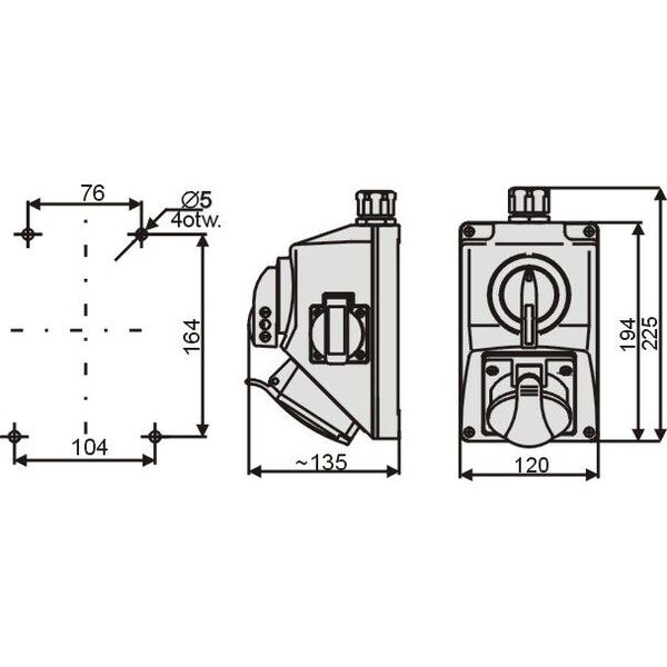 Elektromet Zestaw instalacyjny L-0-P 16A 5P IP54 (971614) 3398594 5906197483624