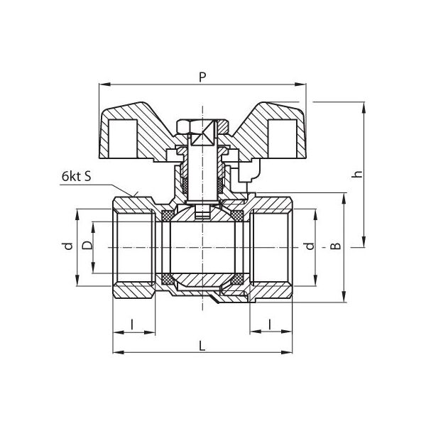 Perfexim Zawór kulowy wodny WW motylek niebieski wzmocniony 3/4" (00-002-0200-001) 3411354 5902626234645