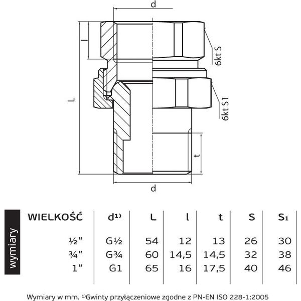 Perfexim Śrubunek mosiężny prosty stożek 3/4" (07-001-0200-000) 3411529 5902626239398
