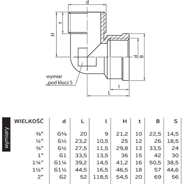 Perfexim Kolanko mosiężne GW - GZ 2" (07-011-0500-000) 3411552 5901880000669