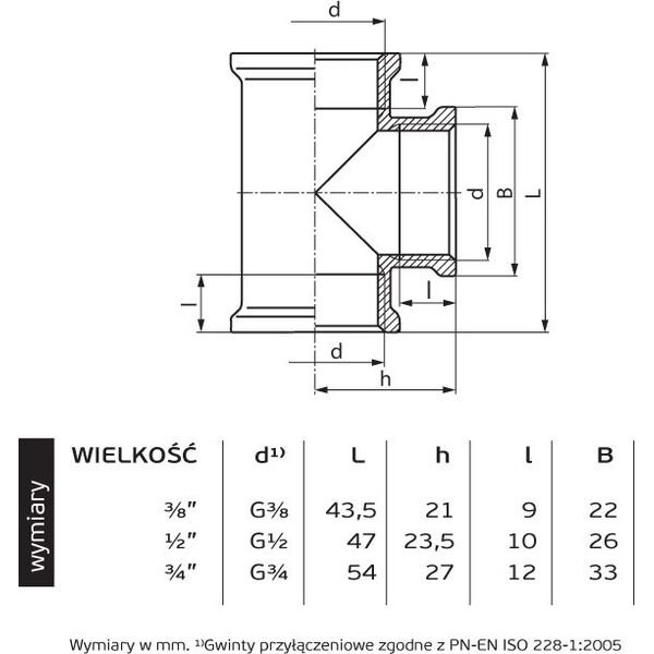 Perfexim Trójnik chromowany GW 3/8" (07-453-0100-000) 3422002 5902626205867