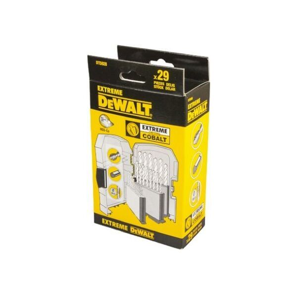 Wiertło Dewalt do metalu kobaltowe walcowe 1,5 2 3,3 7 4,5 4 5,5 5 1 4,8 3 2,5 3,5 4,2 6 3,2 10 10,5 11 11,5 12 13 6,5 7,5 8 8,5 9 9,5mm zestaw (DT4957) 3423926 5035048535066