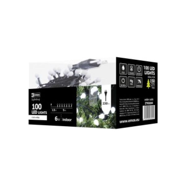 Lampki choinkowe Emos 100 LED białe zimne 3424698 8592920018569