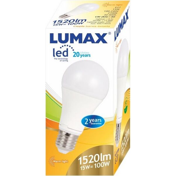 BestService Żarówka LED Lumax 15W E27 A60 SMD Plastic (LL084P) 4106616 5907377253556