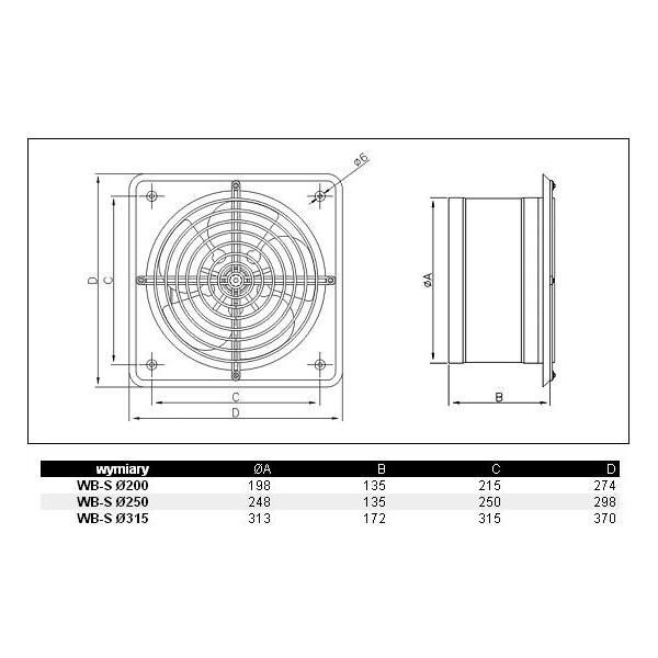 Dospel Wentylator przemysłowy 310mm WBS 315 NA ścienny (007-0341) 4178722 5901560503367