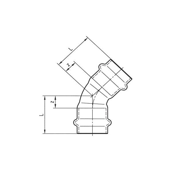 Conex Łuk dwukielichowy 45° mm z serii B Press miedziane 15mm (P504101500000) 4661736 4011862768706