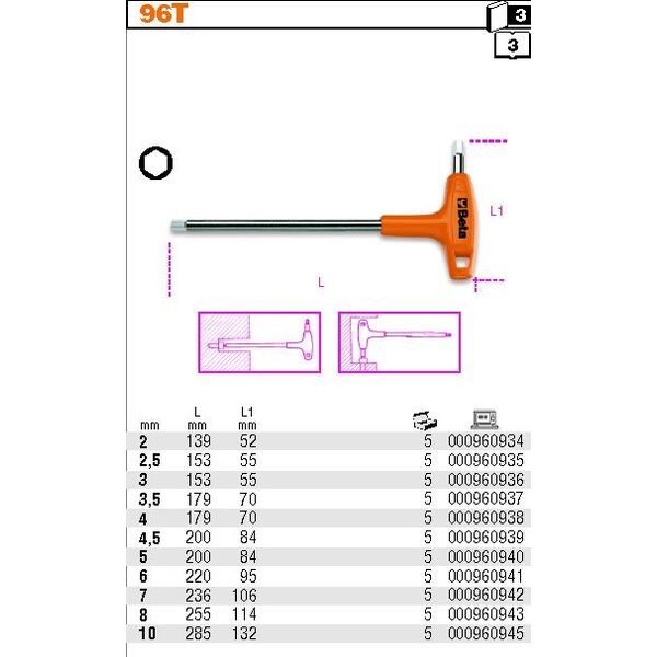 Beta Tools BETA KLUCZ TRZP.KĄTOWY 7mm /96T/7 BE96T-7 4759767 8014230025896