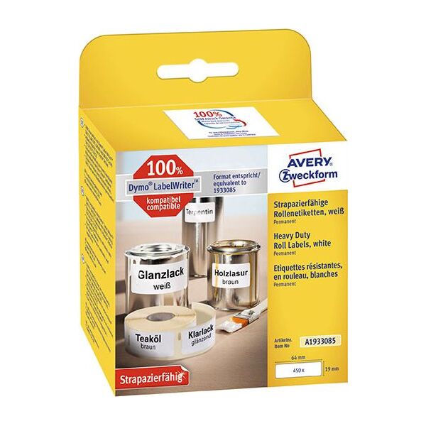 Avery Zweckform ETYKIETY ZF HEAVY DUTY NA ROLI 19X64 MM 450 ETYKIET 4774324 4004182617274