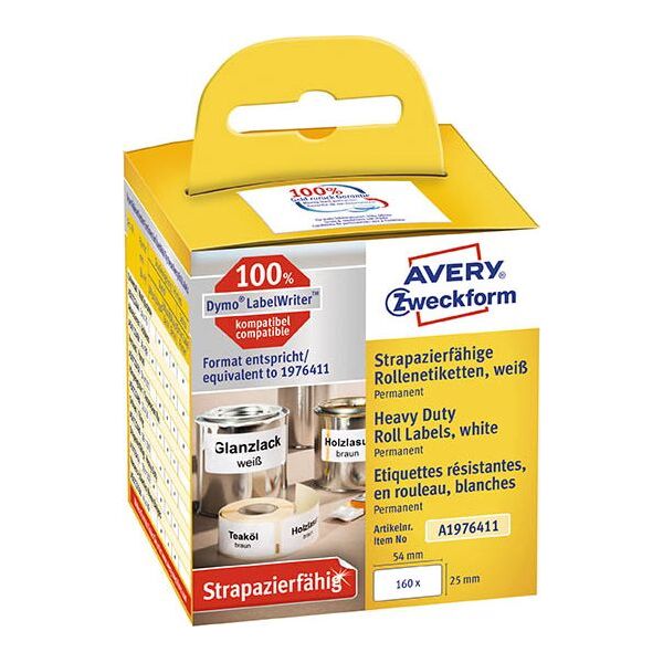 Avery Zweckform ETYKIETY ZF HEAVY DUTY NA ROLI 25X54 MM 160 ETYKIET, BIAŁE 4774325 4004182617281