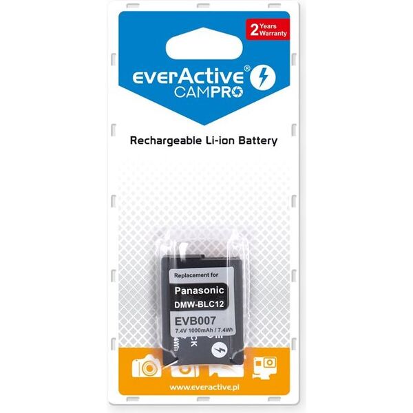 Akumulator EverActive zamiennik do Panasonic DMW-BLC12, 1000mAh (EVB007) 4999811 5903205770066