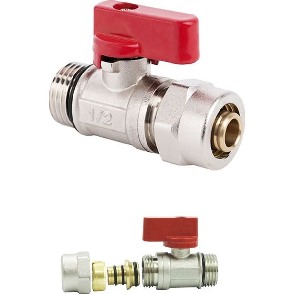 Arco Zawór kulowy MINI 1/2" GZ czerwony ze złšczkš do rur wielowarstwowych 16x2 [40/80] 5014274 8428519073506